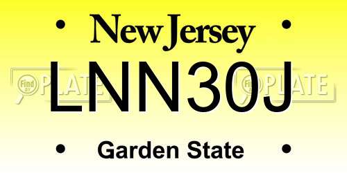 LNN30J New Jersey License Plate