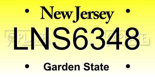 LNS6348 New Jersey License Plate