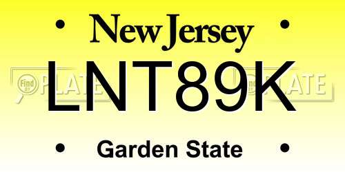 LNT89K New Jersey License Plate