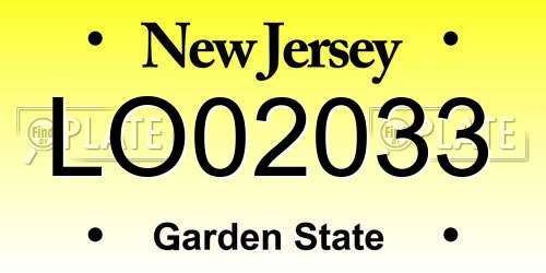 LO02033 New Jersey License Plate