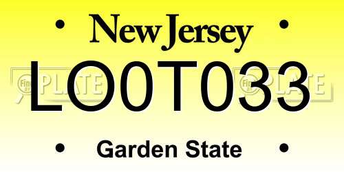 LO0T033 New Jersey License Plate