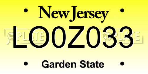 LO0Z033 New Jersey License Plate