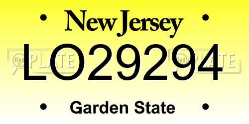 LO29294 New Jersey License Plate