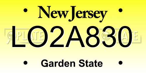 LO2A830 New Jersey License Plate