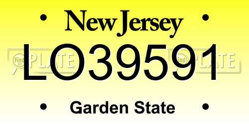 LO39591 New Jersey License Plate