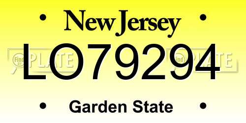 LO79294 New Jersey License Plate