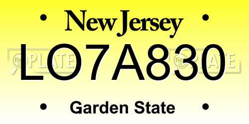 LO7A830 New Jersey License Plate