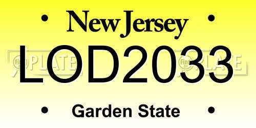 LOD2033 New Jersey License Plate