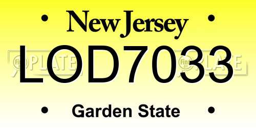 LOD7033 New Jersey License Plate