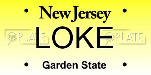 LOKE New Jersey License Plate