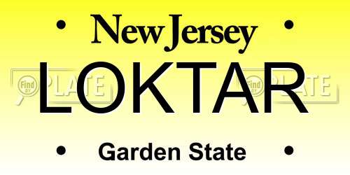 LOKTAR New Jersey License Plate