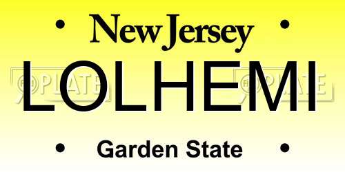 LOLHEMI New Jersey License Plate