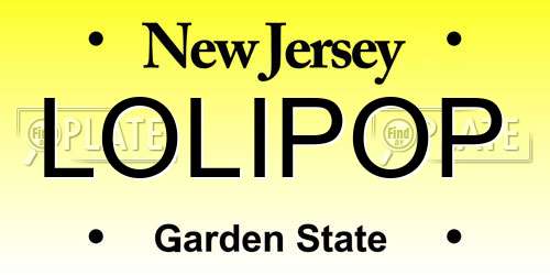 LOLIPOP New Jersey License Plate