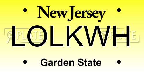 LOLKWH New Jersey License Plate