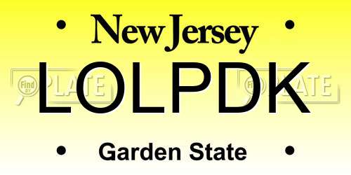 LOLPDK New Jersey License Plate