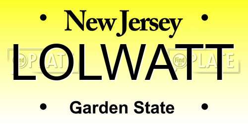 LOLWATT New Jersey License Plate