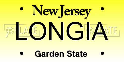 LONGIA New Jersey License Plate