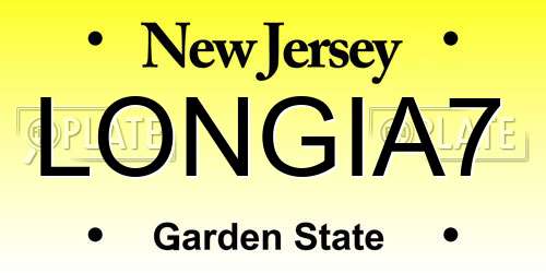 LONGIA7 New Jersey License Plate