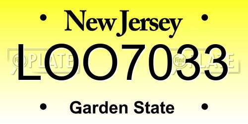 LOO7033 New Jersey License Plate