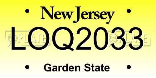 LOQ2033 New Jersey License Plate