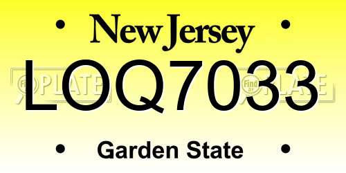 LOQ7033 New Jersey License Plate