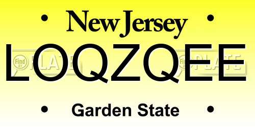 LOQZQEE New Jersey License Plate