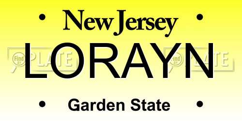 LORAYN New Jersey License Plate