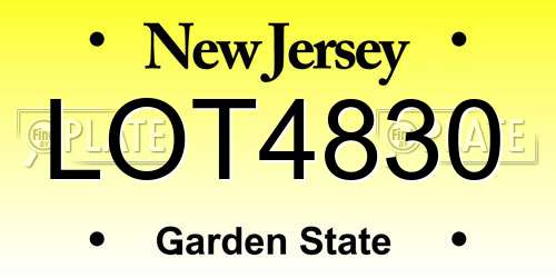 LOT4830 New Jersey License Plate