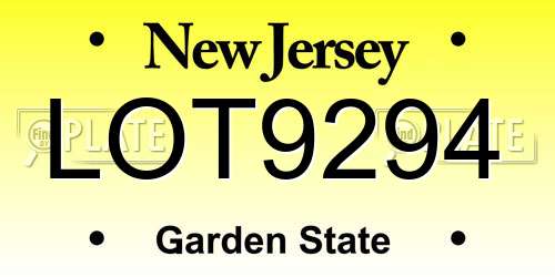 LOT9294 New Jersey License Plate