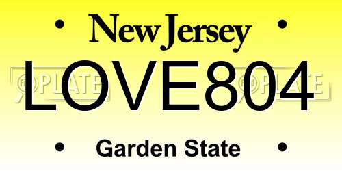LOVE804 New Jersey License Plate