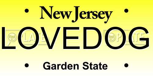 LOVEDOG New Jersey License Plate
