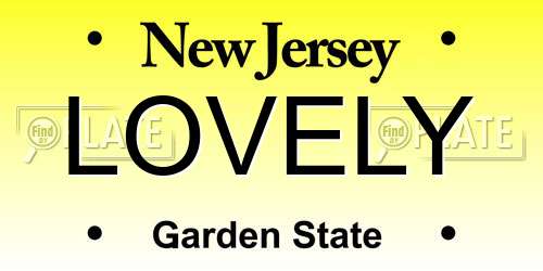 LOVELY New Jersey License Plate
