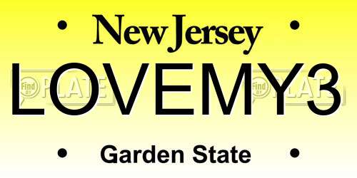 LOVEMY3 New Jersey License Plate