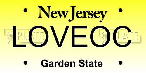 LOVEOC New Jersey License Plate