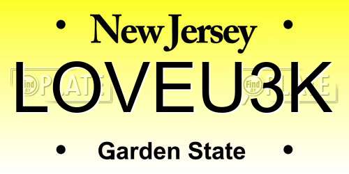 LOVEU3K New Jersey License Plate