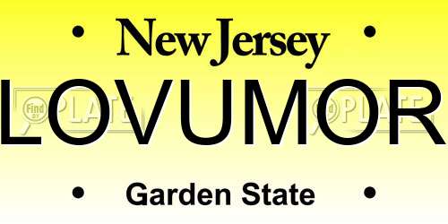 LOVUMOR New Jersey License Plate
