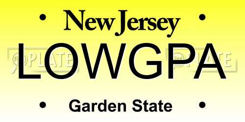 LOWGPA New Jersey License Plate