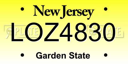 LOZ4830 New Jersey License Plate