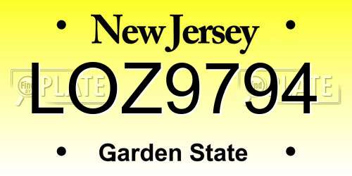 LOZ9794 New Jersey License Plate