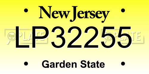 LP32255 New Jersey License Plate
