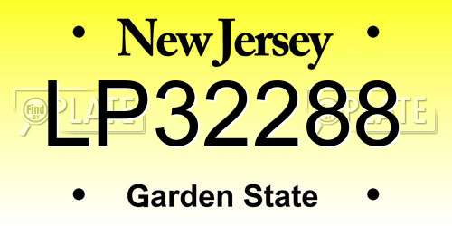 LP32288 New Jersey License Plate