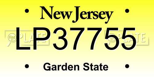 LP37755 New Jersey License Plate