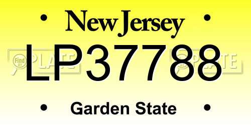 LP37788 New Jersey License Plate
