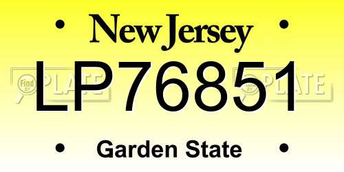 LP76851 New Jersey License Plate