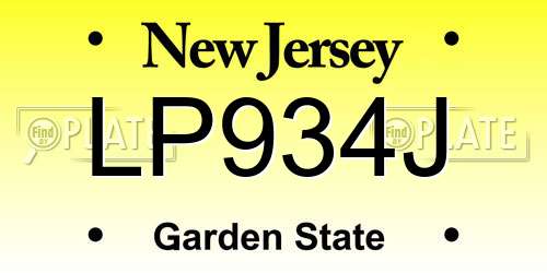 LP934J New Jersey License Plate