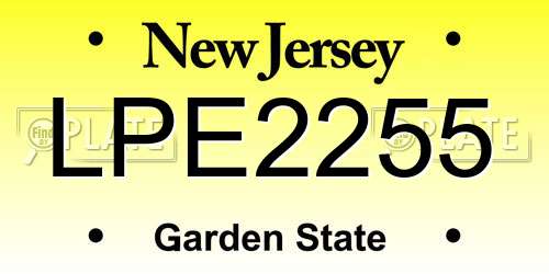 LPE2255 New Jersey License Plate