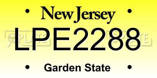 LPE2288 New Jersey License Plate