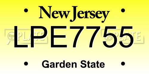 LPE7755 New Jersey License Plate