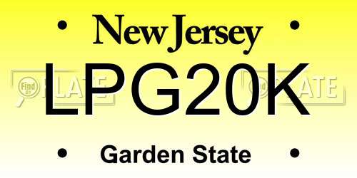 LPG20K New Jersey License Plate