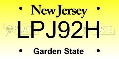 LPJ92H New Jersey License Plate